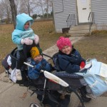 Thea managed to fit all 4 kids and their junk in 1 stroller!
